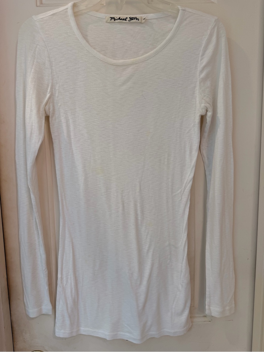 Michael Stars - Long Sleeve White Crew Neck Tee, Size: One Size Fits Most - Picture 4 of 9